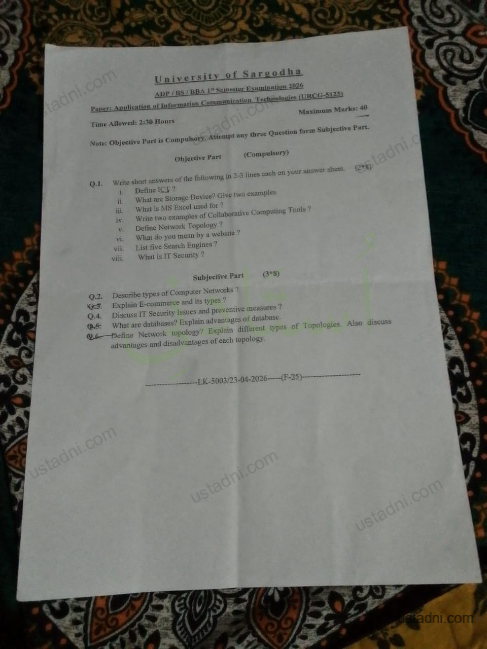 Communication Technologies ADP 1 Semester/Term University Of Sargodha (UOS) 2026