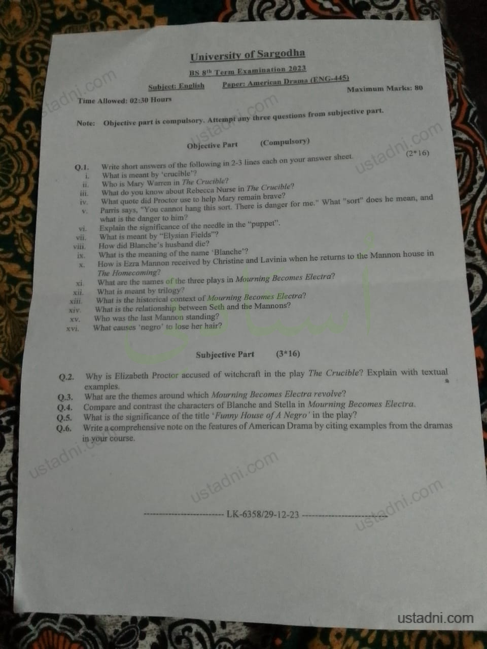 English-BSC 8 Semester/Term University Of Sargodha (UOS) 2023