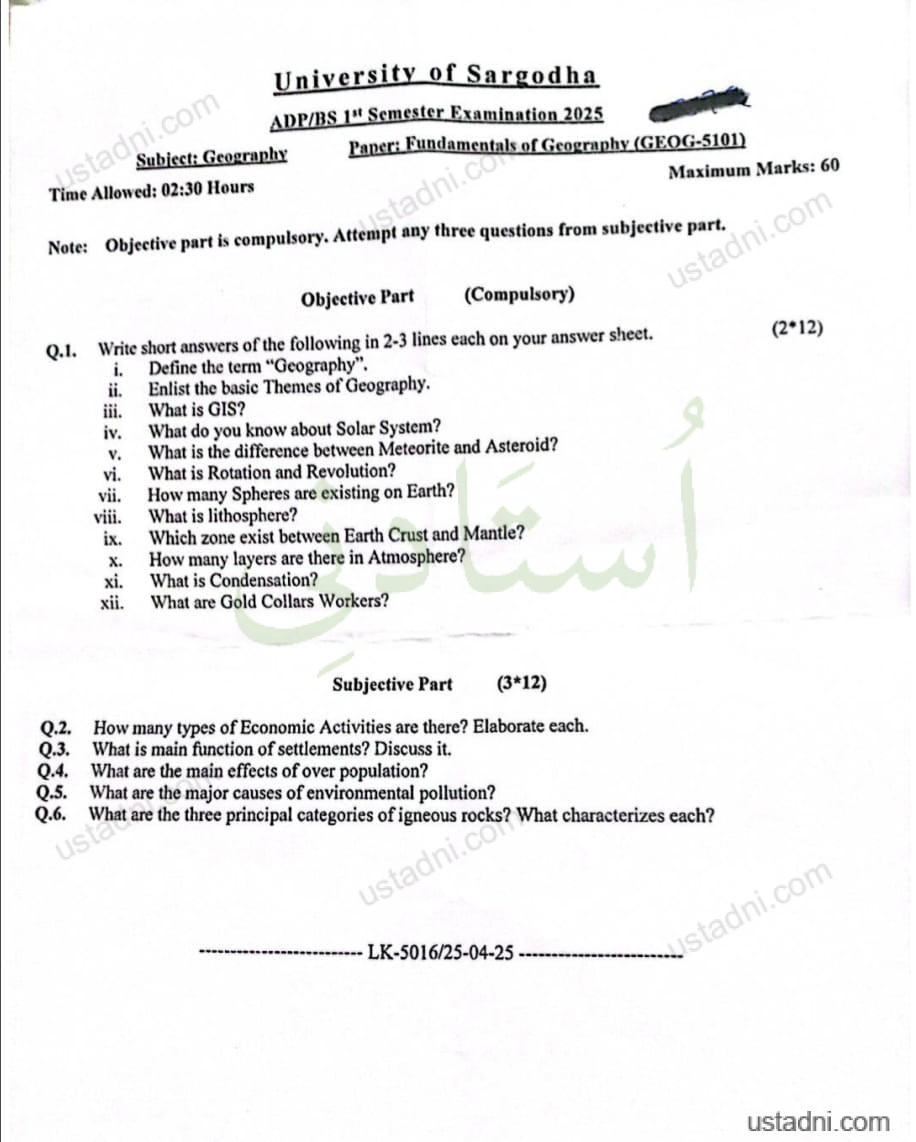 University Of Sargodha (UOS) 2025