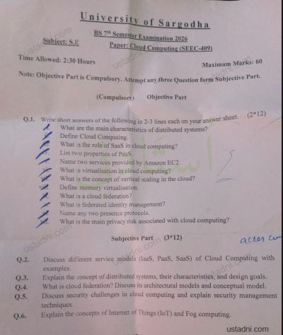 Cloud Computing BS 7 Semester/Term Gomal university 2026