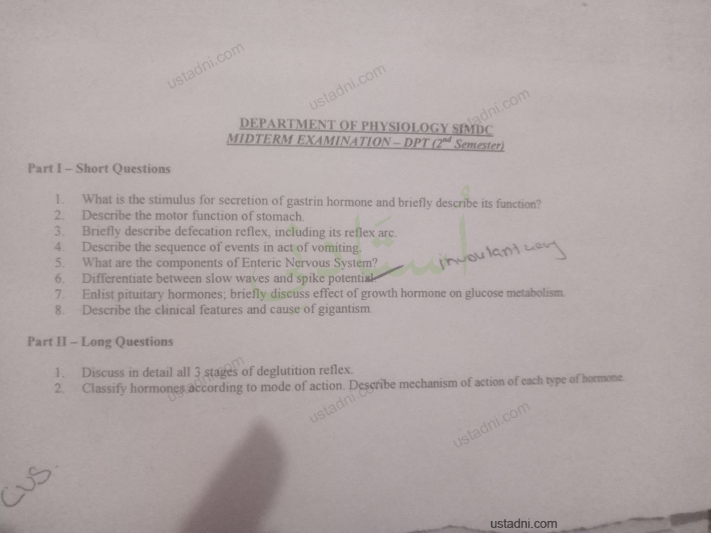 Physiology DPT 1/2 Semester/Term
